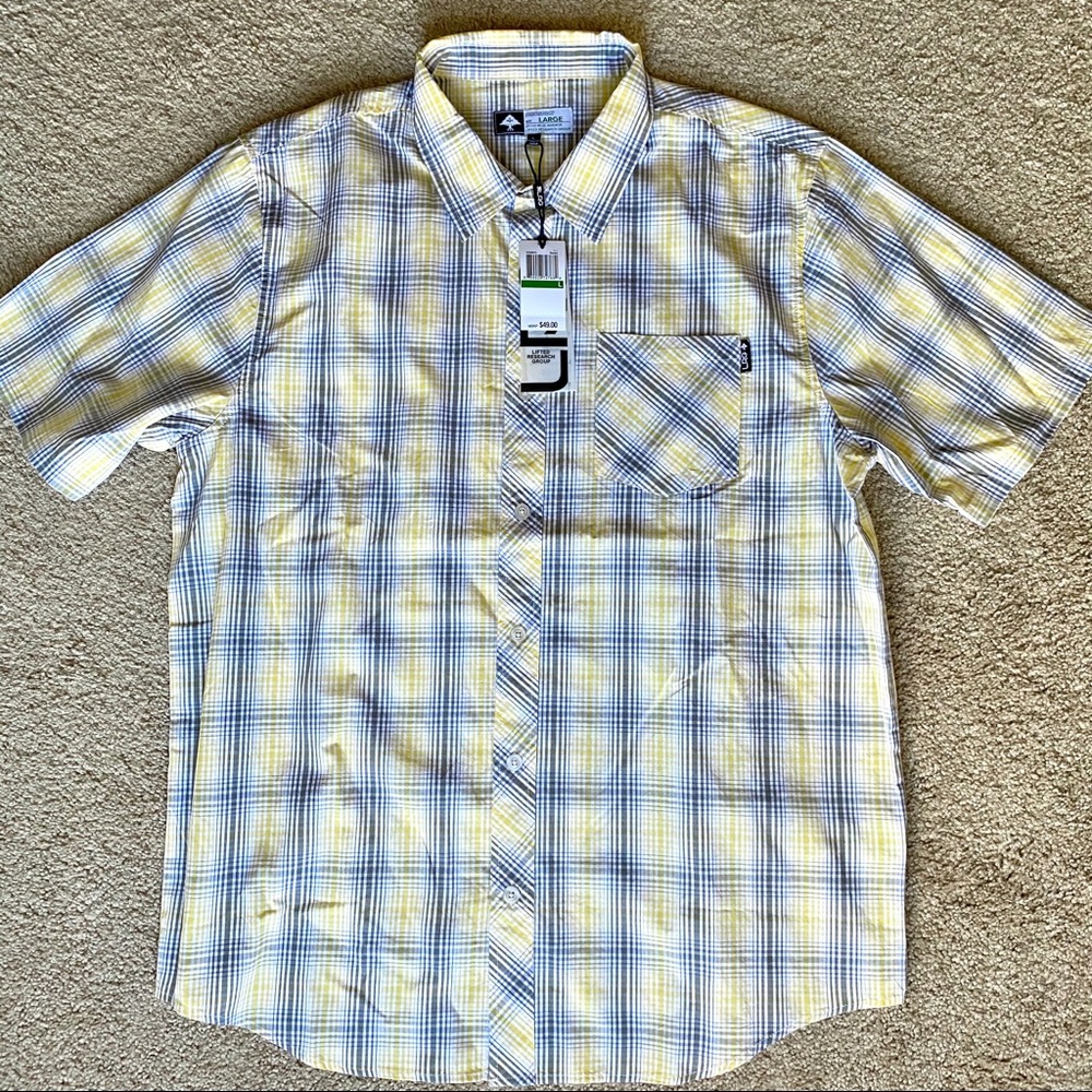 NWT LRG PlAid Short Sleeve Button Down L